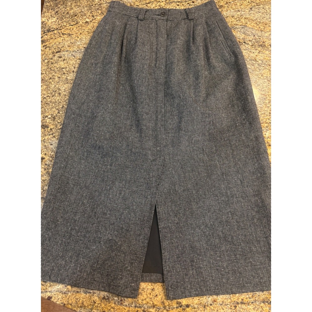 VTG Pendleton Knockabouts Wool Skirt Pleated Midi Gray Black Size 10 27" USA
